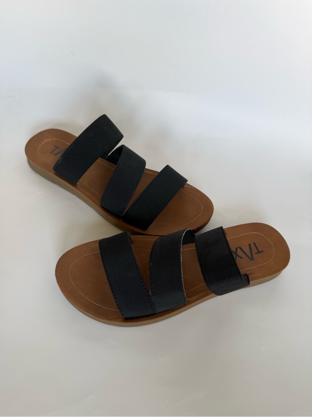 NEW TAXI Black Triple-Strap Slide Sandals for Women in size 38 (US 7.5-8)
